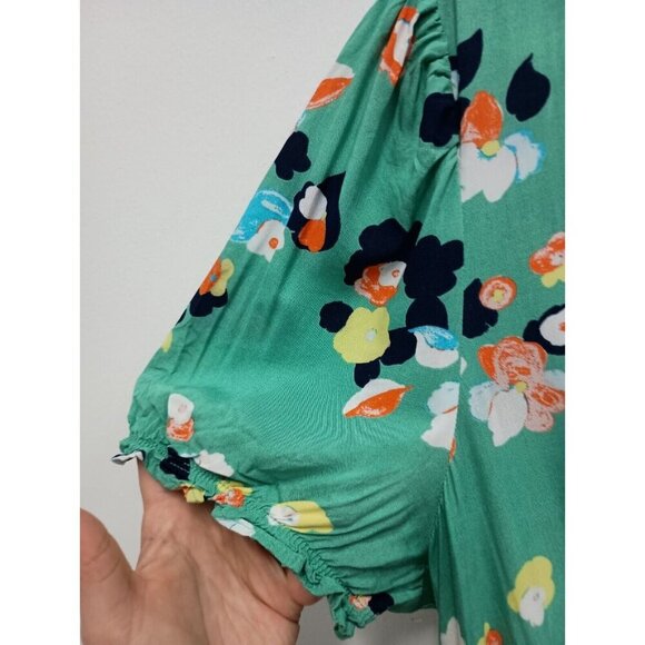 A.N.A A New Approach Womens Faux Wrap BOHO Dress Size XXL Green Floral Midi - Picture 4 of 9